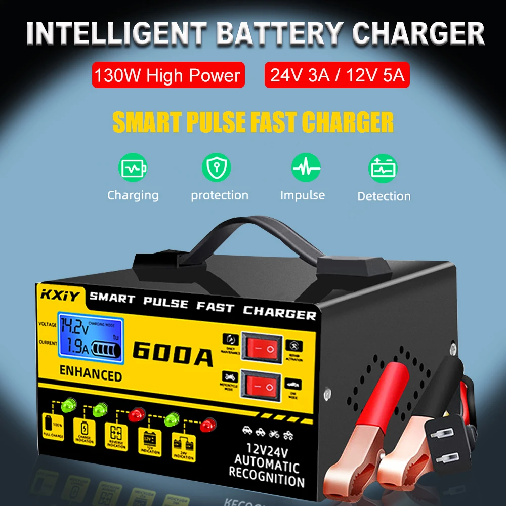 

24V 12V RV Battery Chargers 130W Power Charging Digital Display Intelligent Switch Pulse Repair Storage Cell Car Battery Charger