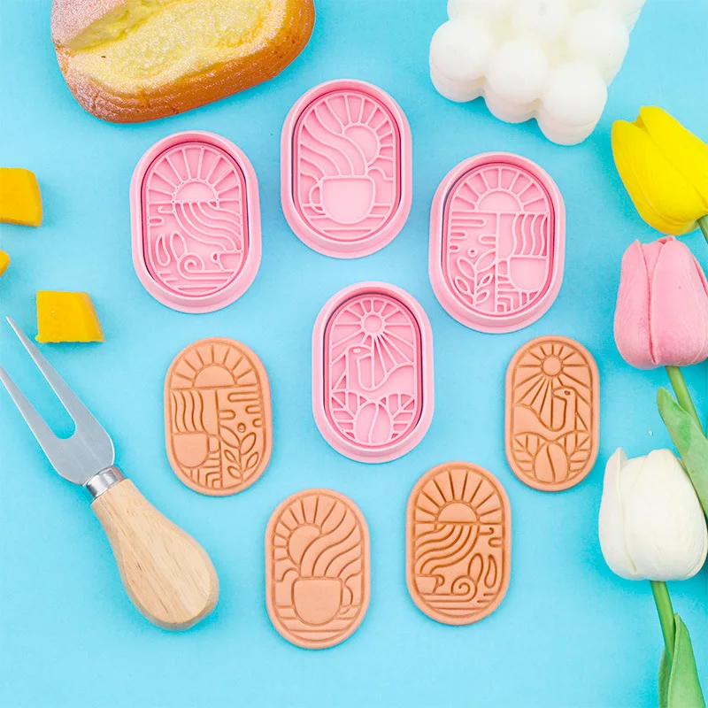 Coffee Theme Pattern Series Clay Cutter 3D Cartoon Embossing Mold DIY Polymer Clay Craft Tool