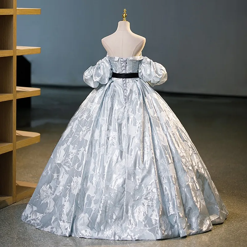 Vestidos de quinceañera sin tirantes clásicos, vestidos de baile de princesa de lujo simples con cinturón negro, manga desmontable, vestido de graduación hinchado