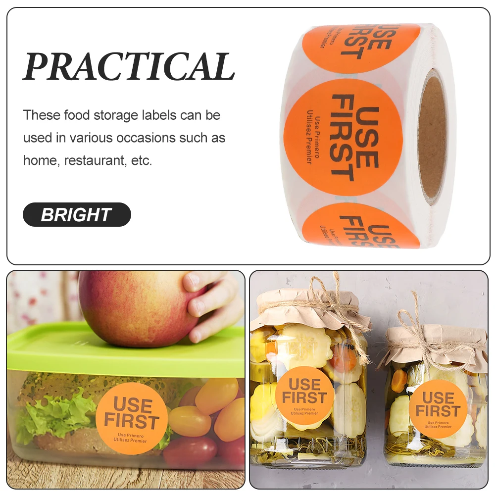 

4 Rolls Inventory Control Label Food Packaging Stickers Kitchen Labels for Restaurant Freezer Adhesive Simple First