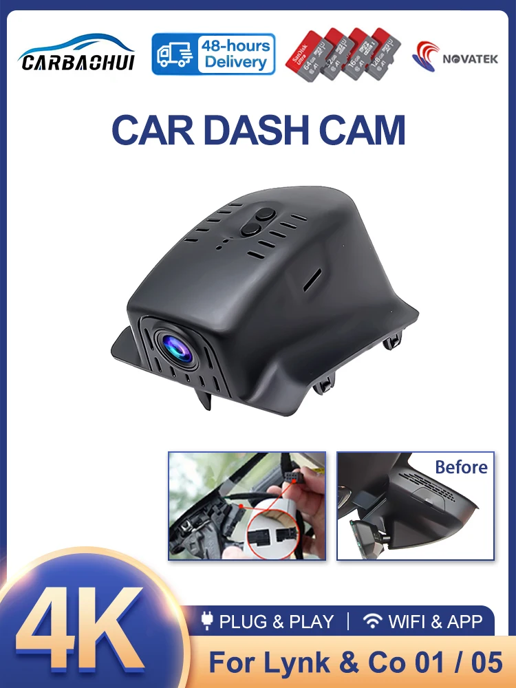 Nieuwe 4K Plug En Play Dash Cam Video Recorder Wifi Auto Dvr Camera Voor Lynk & Co 01 2017-2025 Voor lynk Co 05 05 + 2020 2021 2022 - afbeelding 2