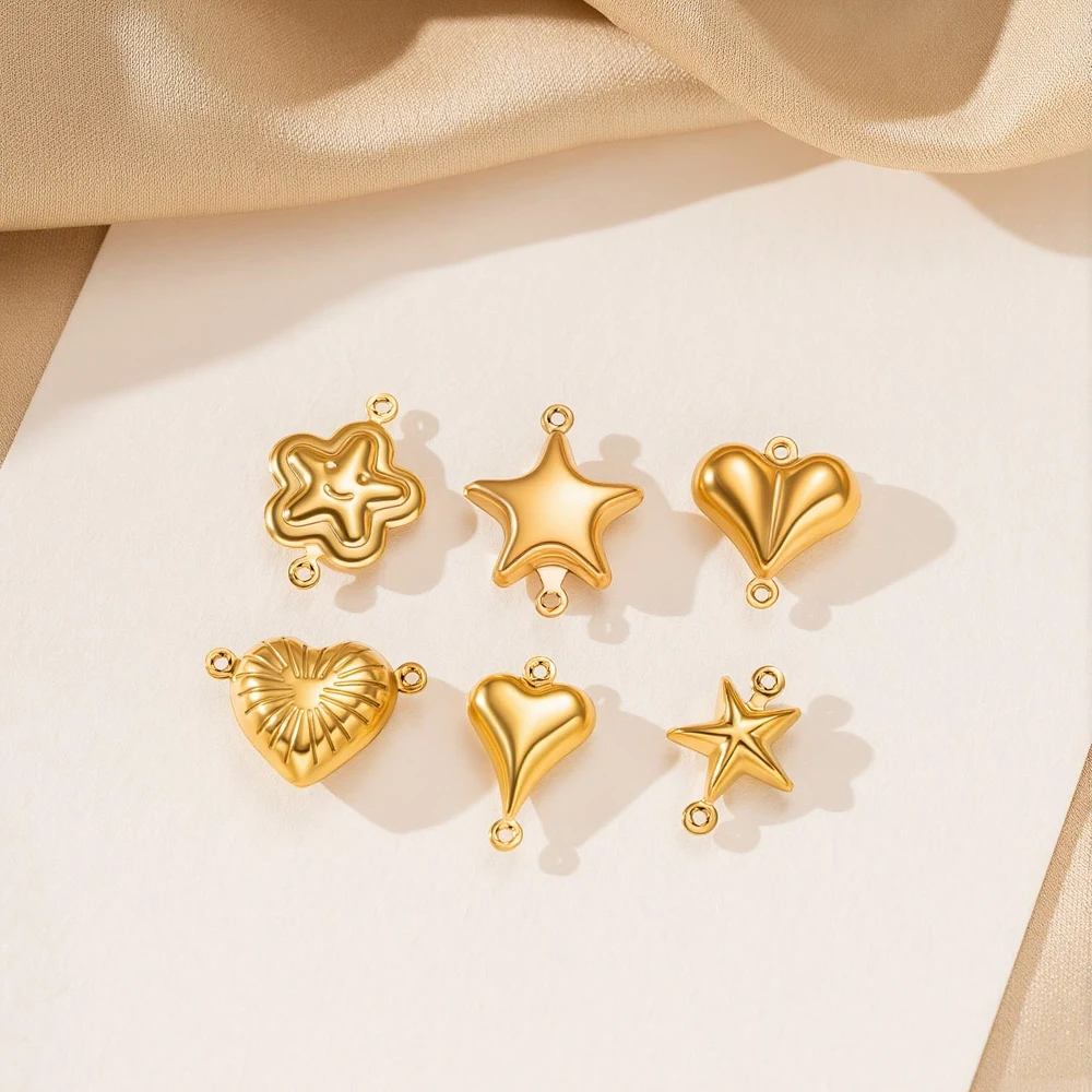 10 Stück Edelstahl Herz-Blumen-Verbinder Anhänger mit Doppelbohrung Sternverbinder für Ohrringe, Halsketten und Armbänder – Detail 3