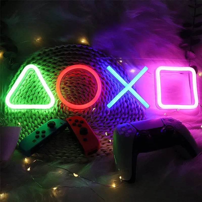 Imagem -04 - Led Gaming Ps4 Jogo Luz de Néon Sinal Controle Lâmpada Decorativa Luzes Coloridas Jogo Lampstand Led Barra Luz Clube Decoração da Parede