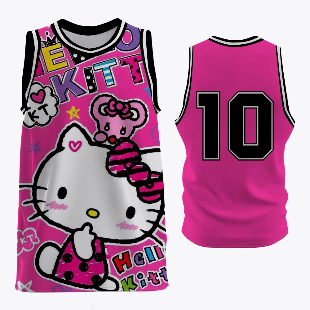 

Новейший баскетбольный костюм Hello Kitty 2025 года, размер 30, баскетбольный жилет, повседневный спортивный топ, подходит для детей и взрослых
