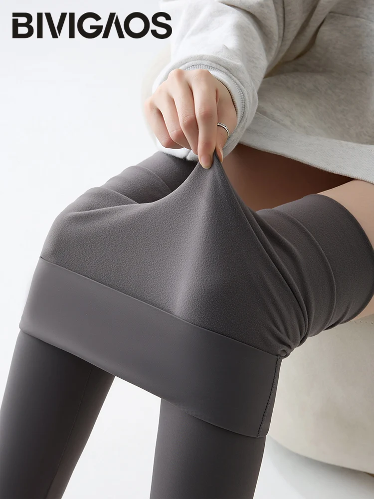 BIVIGAOS خريف جديد رقيقة نحى الصوف تشكيل Sharkskin طماق النساء سلس ضيق مثير الرياضة اليوغا اللياقة البدنية طماق الربيع