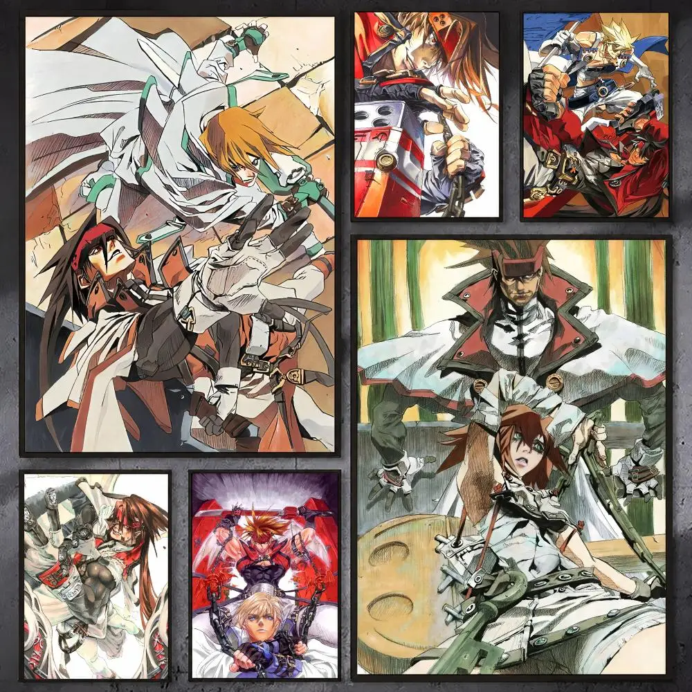 G-Guilty Gear Anime Poster Waterproof Sticky Wall Art Print For Bedroom Living Room Hallway Bar Home Decor