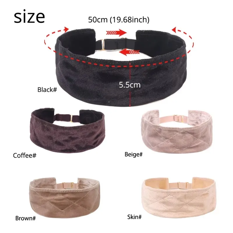 Female Adjustable Wig Band With Elastic Band Velvet Wig Grip Scarf For Wearing Under Wig Non-Slip Wig Grip Headband For Lace Wig