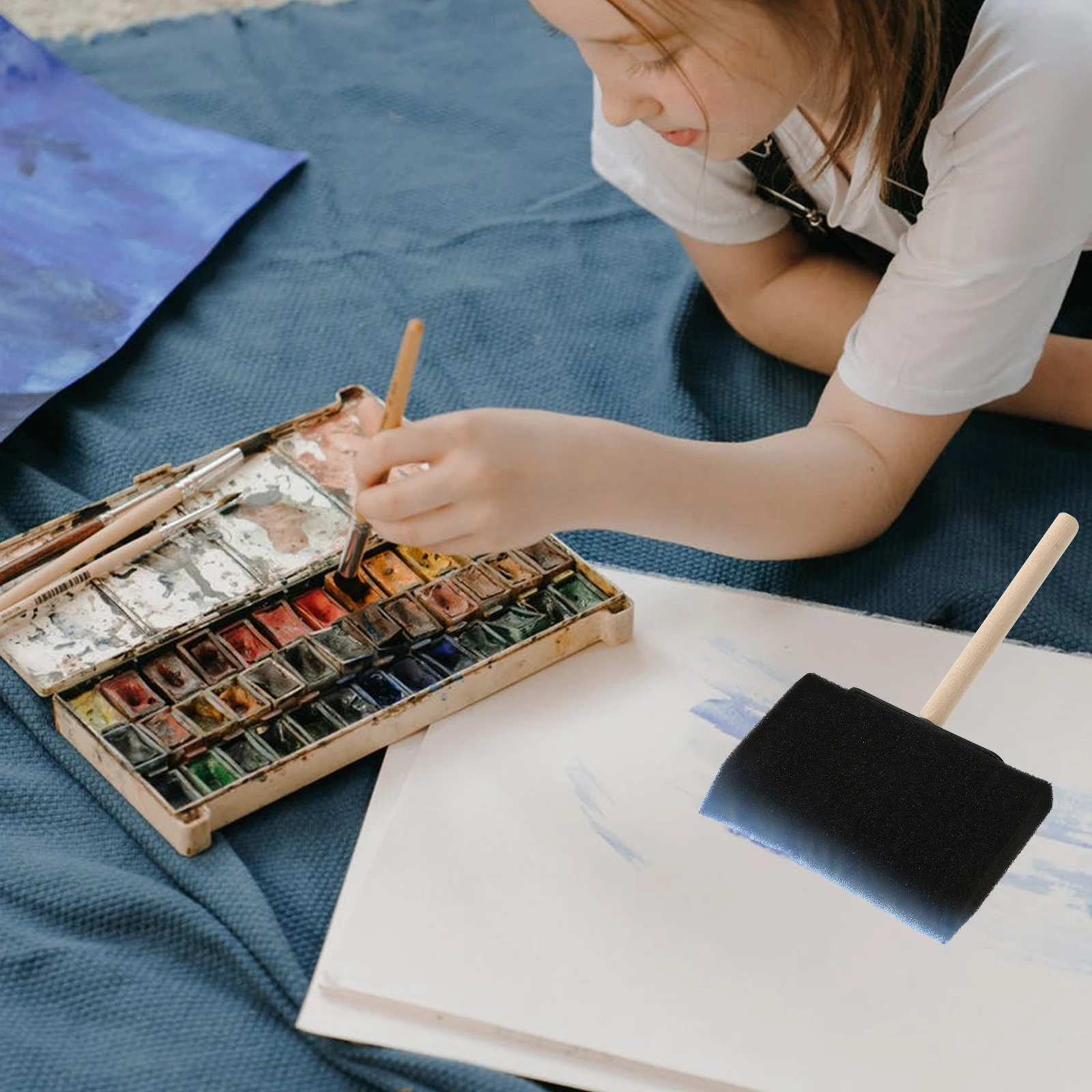 

16pcs Kids Sponge Painting Drawing Tools Art Supplies Graffiti Craft Doodling Diy Paintbrush Set For Children Safe Easy Clean