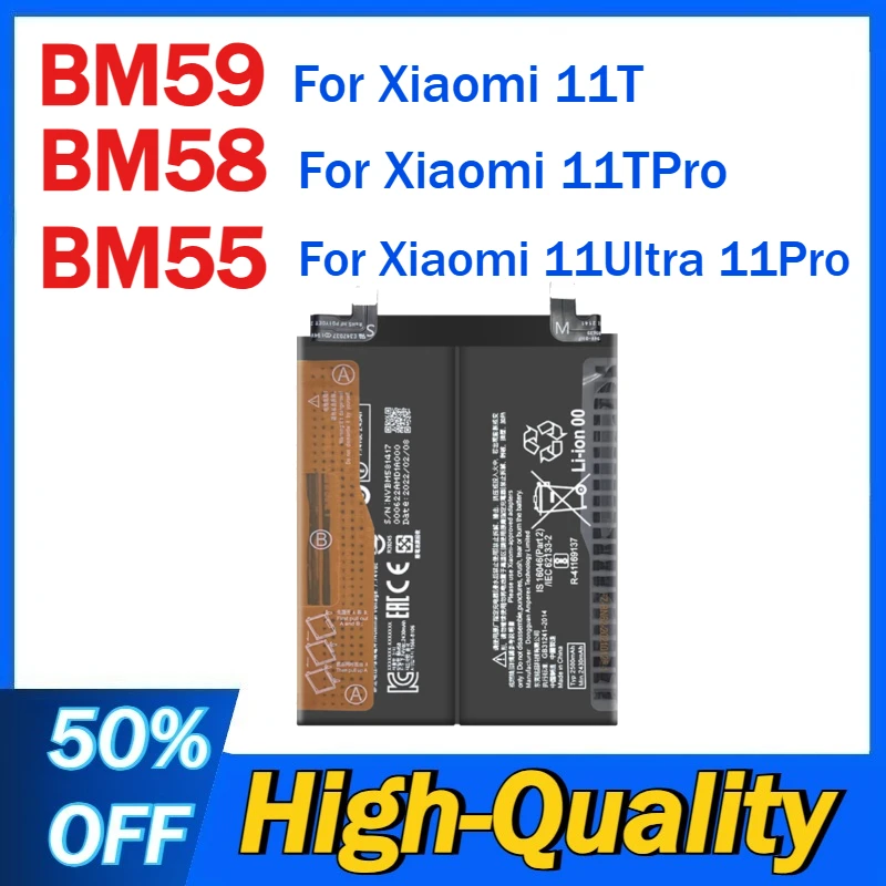 

BM59 BM58 BM55 5000 мАч аккумулятор мобильного телефона для Xiaomi 11T 11TPro 11Ultra 11Pro аккумуляторы
