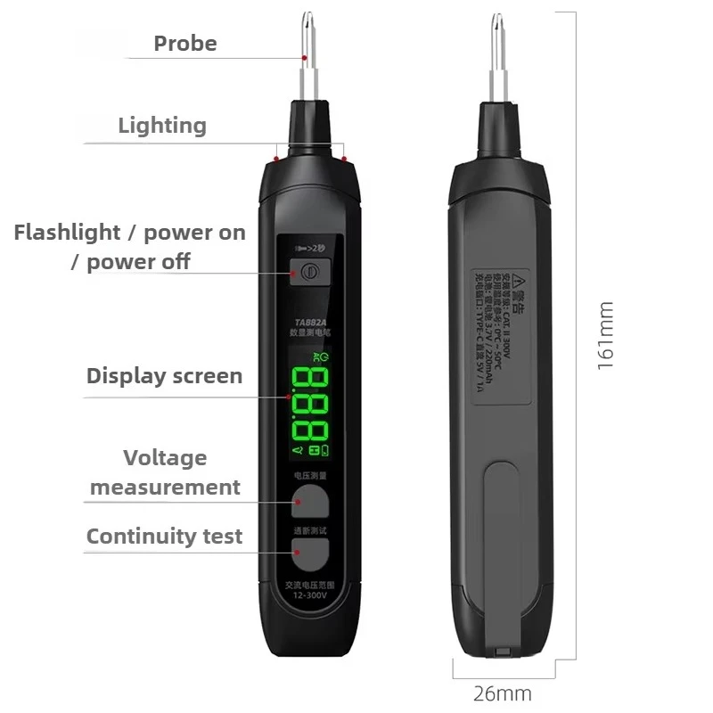JINLI   Portable Digital Voltage Tester Pen Rechargeable Breakpoint Measurement