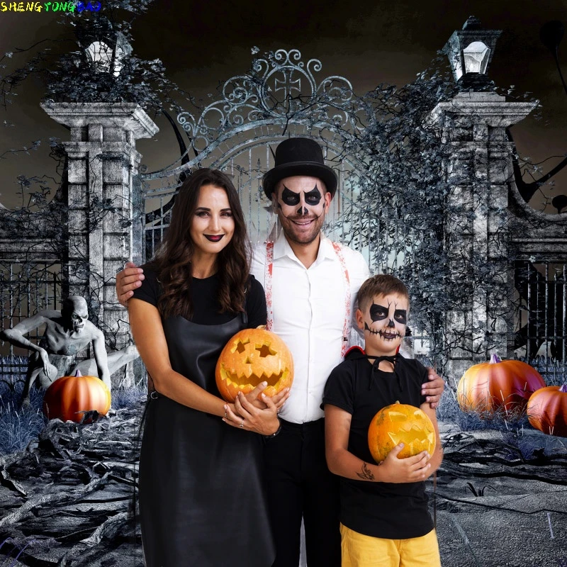 

Halloween Backdrop Photography Dark Night Moon Pumpkin Bat Old Tree Wood Board Baby Pet Doll Portrait Photo Background Photocall