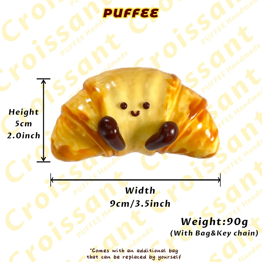 Croissant Squishy Taba in silicone alimentare, giocattolo morbido e cremoso fatto a mano, antistress per lezioni di ufficio, regalo di Pasqua di Natale