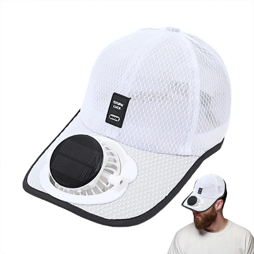 Sun Protection Solar Powered Fan Hat Strong Wind UV Protection Breathable Mesh Sun Hat Unisex Portable Summer Fan Visor Cap