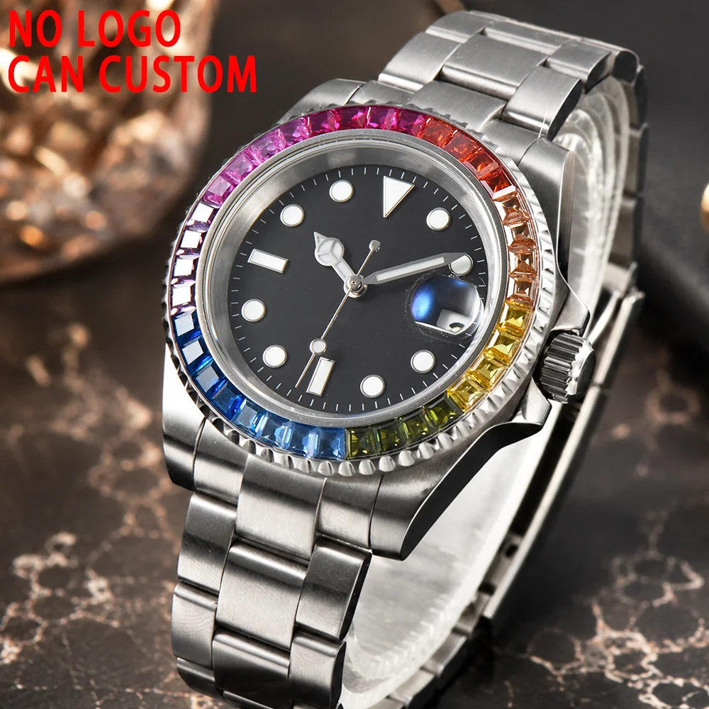40mm Diving Rainbow bezel SUB watch Japanese NH35 Movement sapphire glass 316L stainless steel luminous 3Bar waterproof