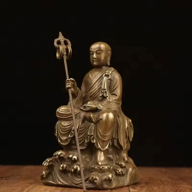 Brass Ksitigarbha Buddha Statue Ornament Ksitigarbha Bodhisattva Statue Copper Statue Zen Living Room Home Furnishing Home Buddh
