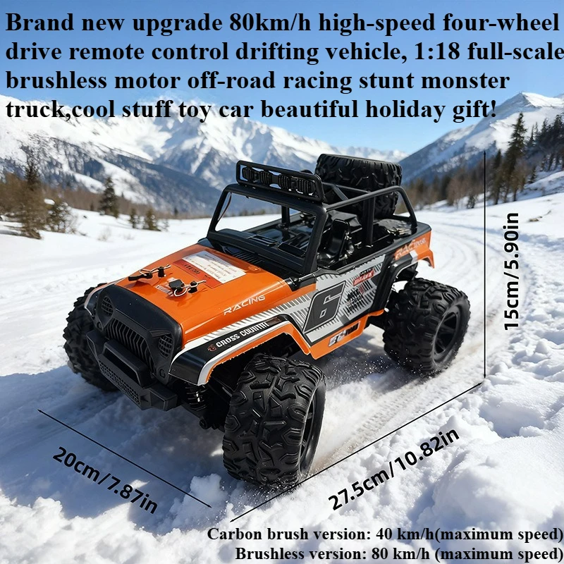 Cool Stuff Toy Car Funny Gift-80km/h High-speed 4WD Rc Truck,1:18 Full-scale Brushless Climbing Off-road Rc Cars,Toys for Kids