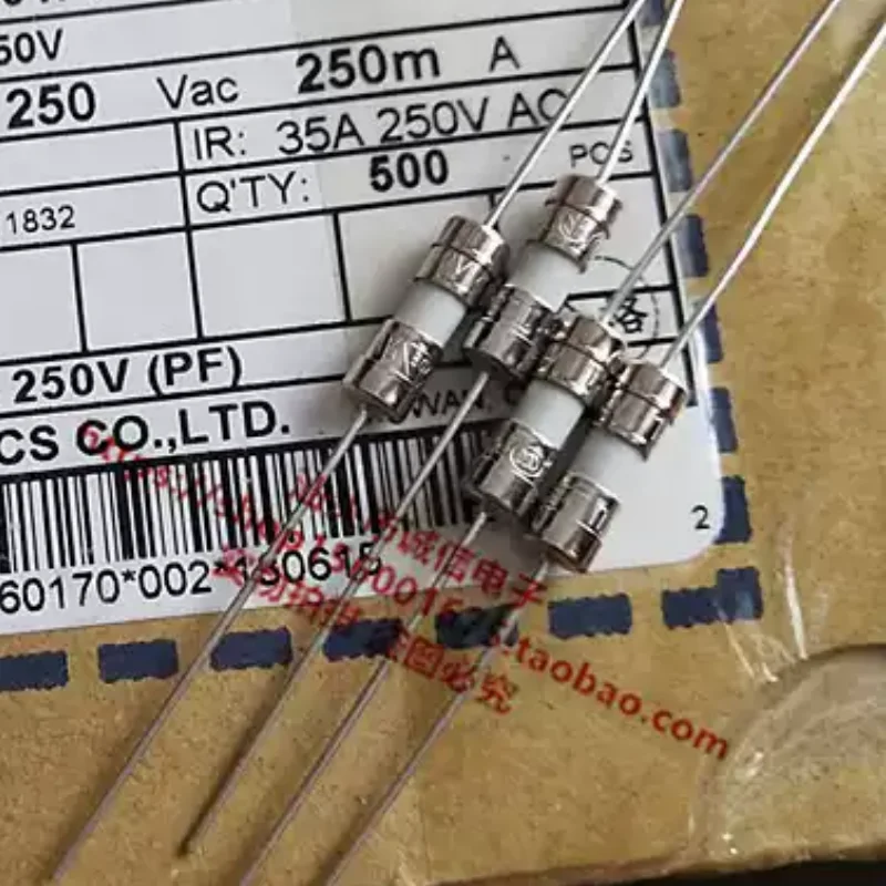 5-100PCS VUC PTU 250mA 250V 0.25a 3.6 * 10 T250mA250V with pin ceramic fuse tube