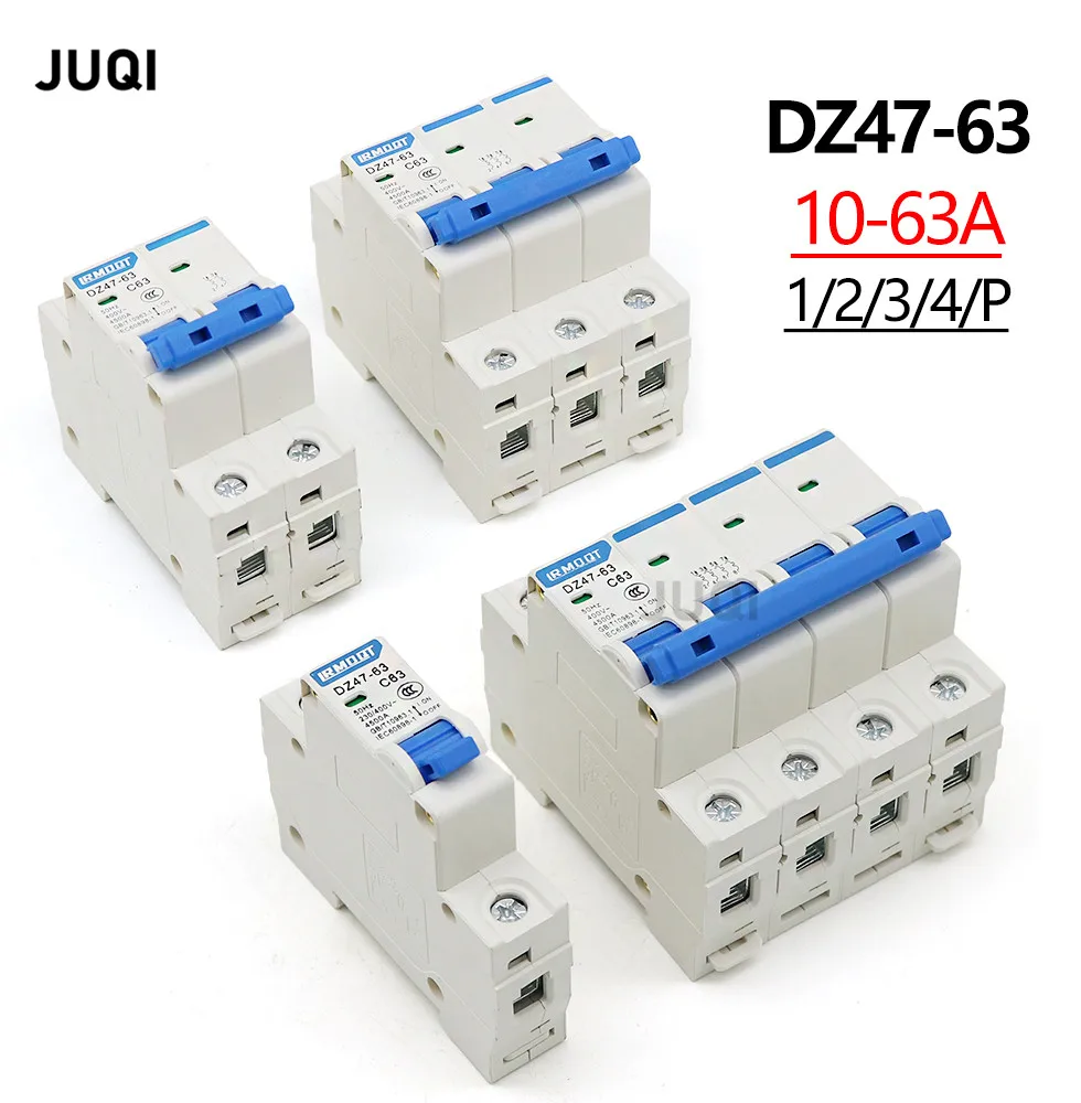 DZ47-63 Household 6A to 63ACircuit Breaker  AC400V/50Hz C45 Mini Circuit Breaker Switch with Indication 1/2/3/4/P