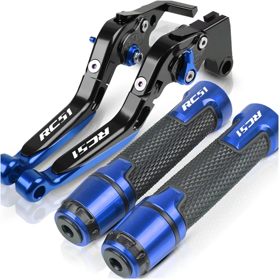 قابل للتعديل للطي قابلة للتمديد دراجة نارية CNC الملحقات مع شعار دواسة فرامل عتلات المقود اليد القبضات ينتهي لهوندا RC51 #1