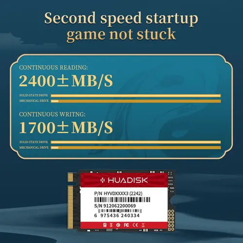 Imagen 2 del producto HUADISK M 2 NVMe SSD 512GB 256gb 128GB M.2 2242 Nvme PCIe 2242 SSD 1TB disco de estado sólido interno para Orange PI 5 Lenovo S540
