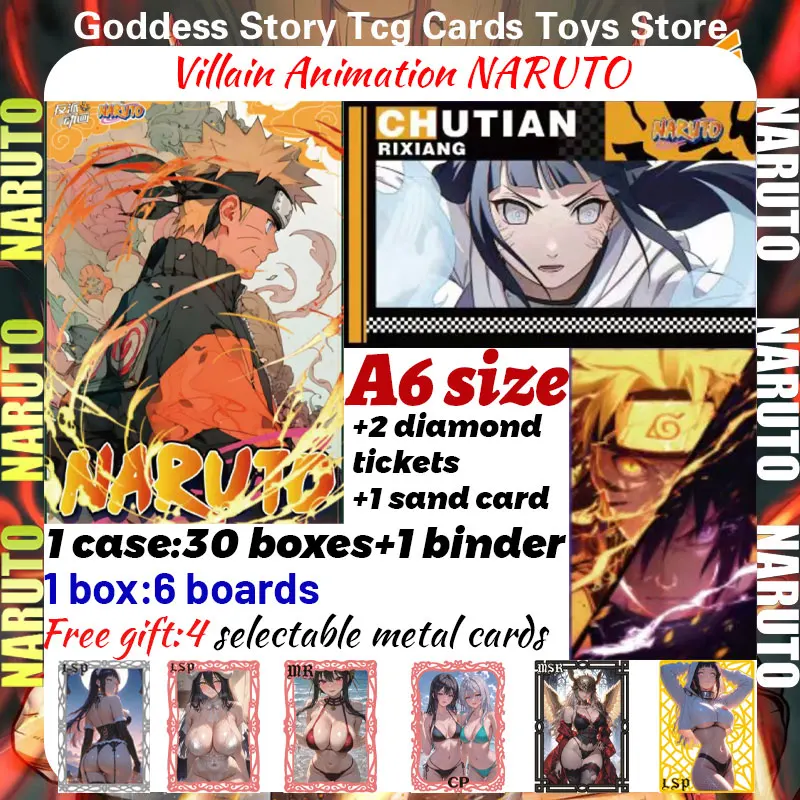 

2025 новейшая анимация злодея NARUTO A6, серия досок, коллекционные карты, боевые главы, профессиональные игровые карты, подарки