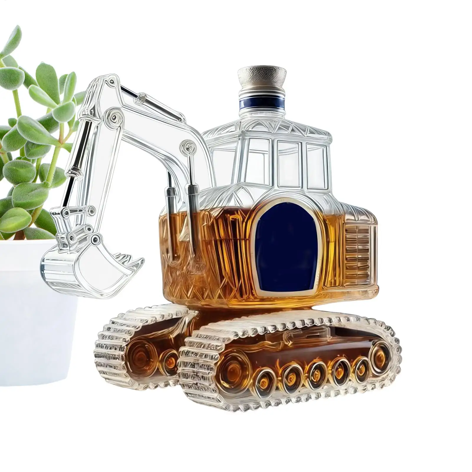 Farm Excavator Shaped Crowns Royal Whiskey Decanter Glass Excavator Decanter Liquor Bottle For Home Bar Decor