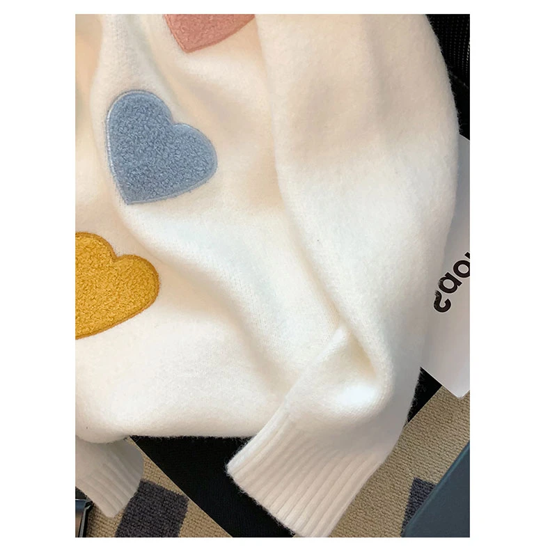 Women Print Pullover Knitted Sweater Harajuku Korean 90s Y2k Oversize Long Sleeves O-Neck Jumper Sweaters Vintage 2000s Clothes