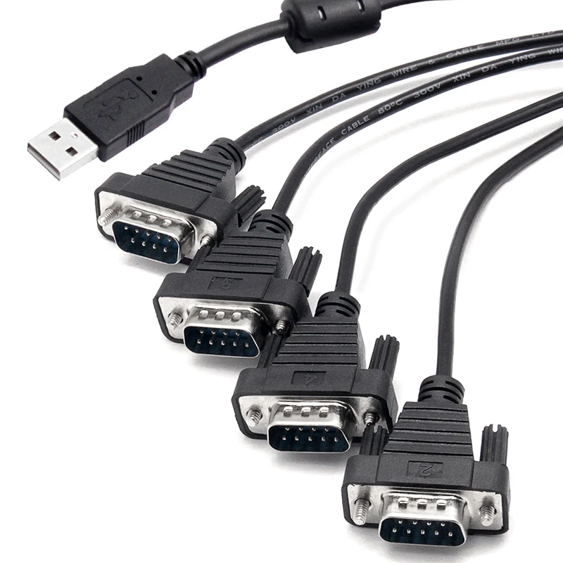 UOTEK USB 2.0 ~ 4포트 RS-232 직렬 변환기 RS232 DB9 직렬 변환기 어댑터 케이블(FTDI 칩 UT-8814 포함)