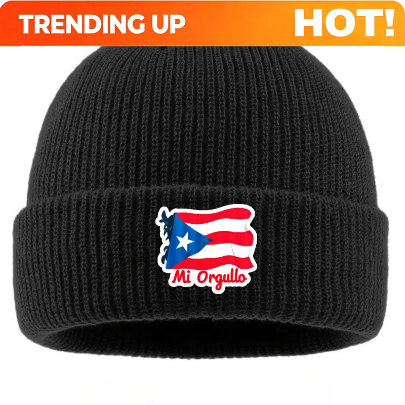 Customization Puerto Rico Flag Pride Knitted Hat - Thickened Warm Brimless Beanie Suitable For Men & Women, Unisex Winter With P