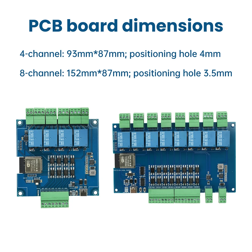 

DC 9-24V 4/8 Channel ESP32 Modbus Relay RS485 Optocoupler Isolation Optional Enclosure Power Supply CH340 Chip