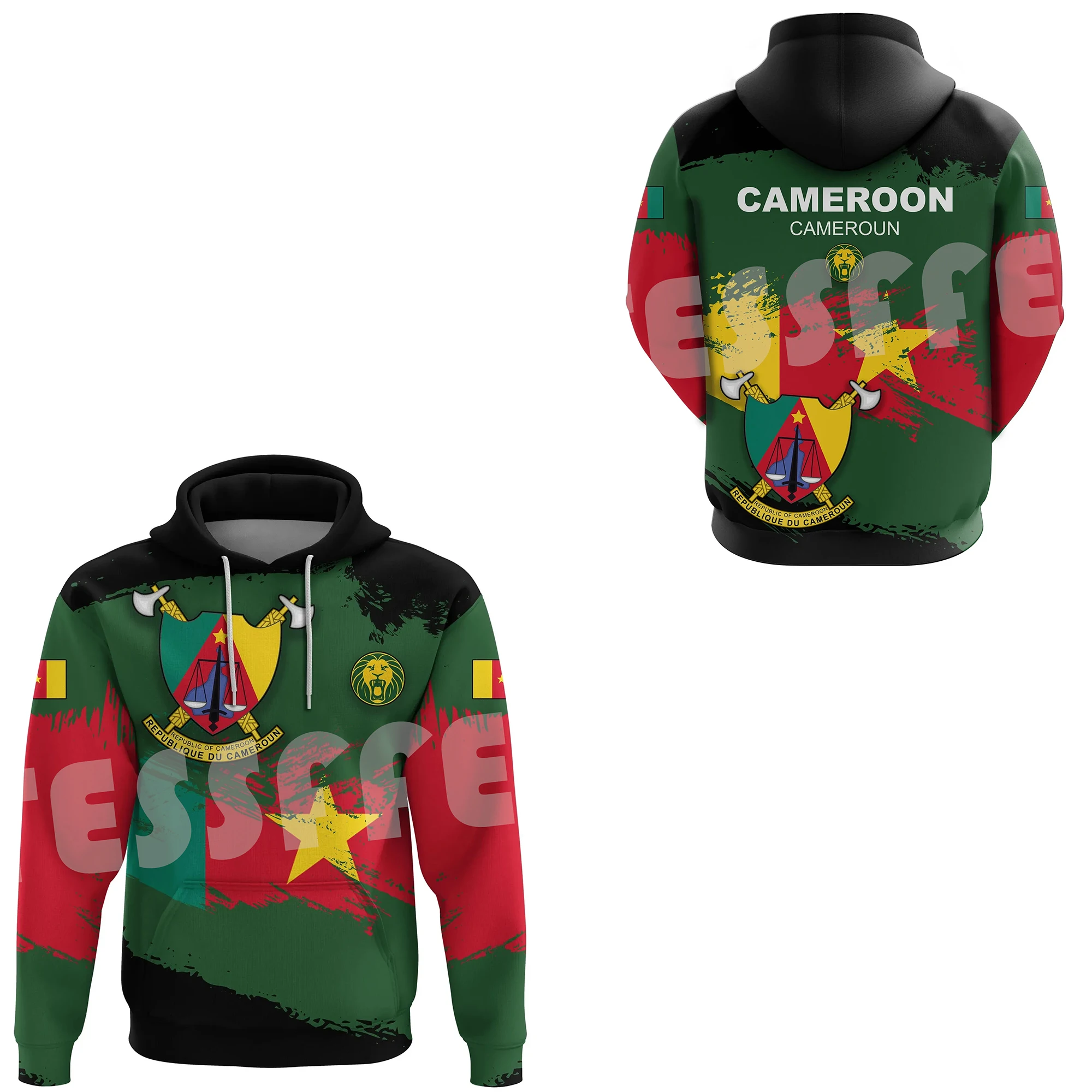 NewFashion Africa Country Cameroon Flag Black History Tribel Tattoo Retro Tracksuit 3DPrint Unisex Casual Funny Jacket Hoodies 0