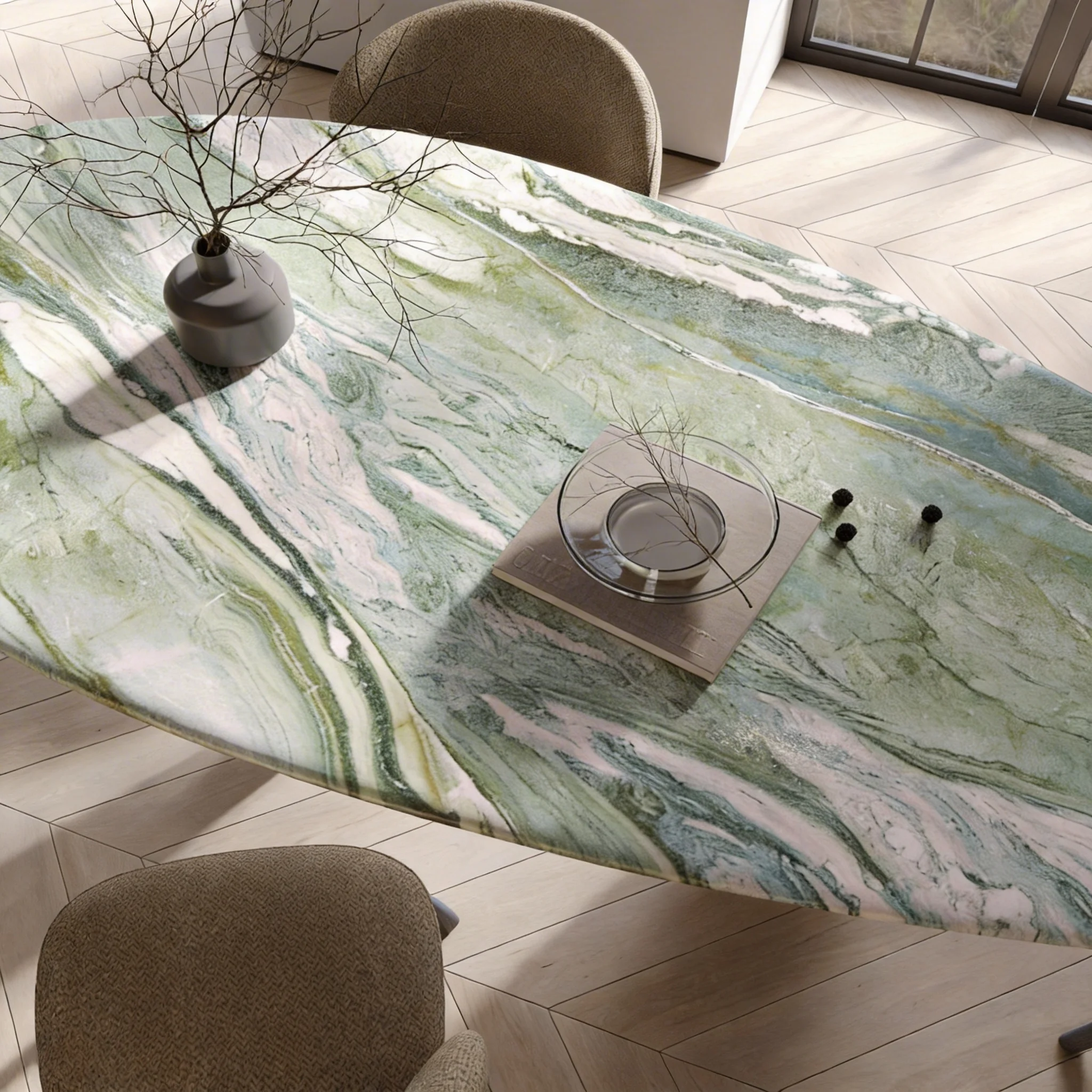 Modern Farmhouse Style Marble Top Dining Table Set for 4 6 8 Seater Bright Stainless Steel Legs Chairs Kitchen