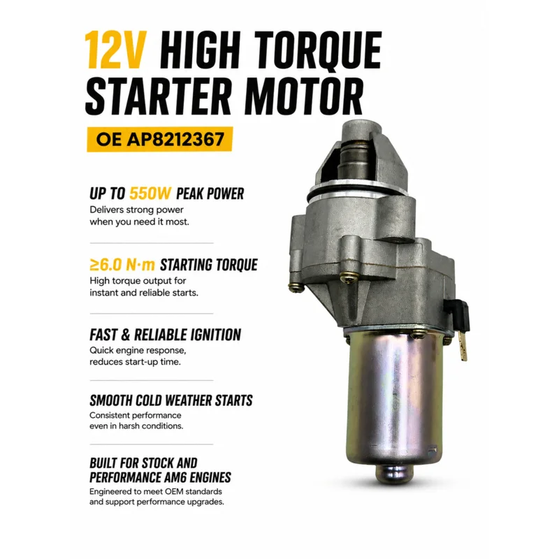 12V High Torque Starter Motor Compatible with Minarelli AM6 Aprilia RS50 RX50 MX50 Yamaha TZR50 MBK X-Power Rieju RS2 Beta RR50