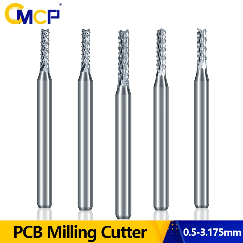 

CMCP Corn End mill 10pcs 0.5-3.175mm Carbide PCB Milling Bit PCB Milling Cutter CNC Cutting Milling Tools