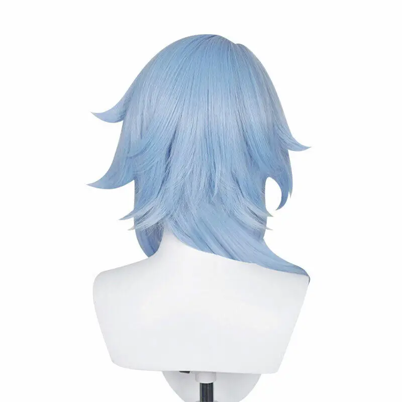 Perruque Cosplay Synthétique Bleu Clair, Longue et Lisse, Genshin Impact Kamisato Ayato