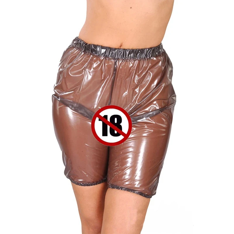 Imagem -03 - Calções Transparentes em Pvc Gótico para Mulheres Olhar Molhado Couro Envernizado Brilhante Cintura Alta Calças Quentes em Tpu Clubwear Personalizado Moda Nova