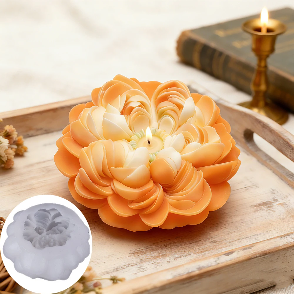 Pfingstrosen-Blumen Silikon-Kerzenform DIY Handgemachte 3D-Rosen-Kerze Seife Gips Harz Kuchenbackform Heimdekoration Geschenk