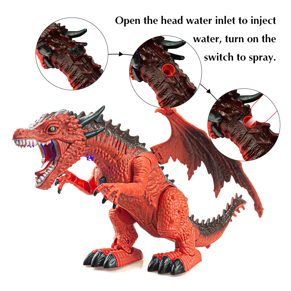 Spray smok Rc dinozaur ryk oświetlenie do zastosowań muzycznych chodzący symulacja zdalnego sterowania elektryczny Model dinozaura zabawki dla