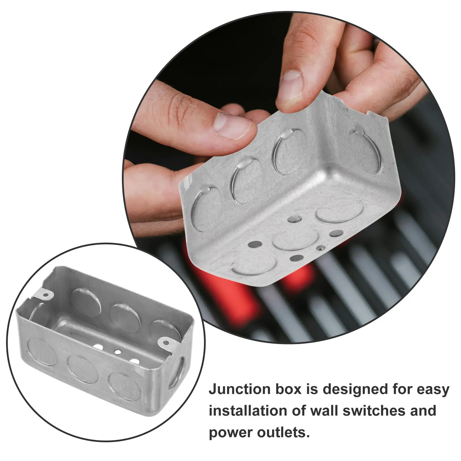 Metal Surface Mount Outlet Box Single Gang Electrical Junction Box for Switches Outlets Easy Install Shallow