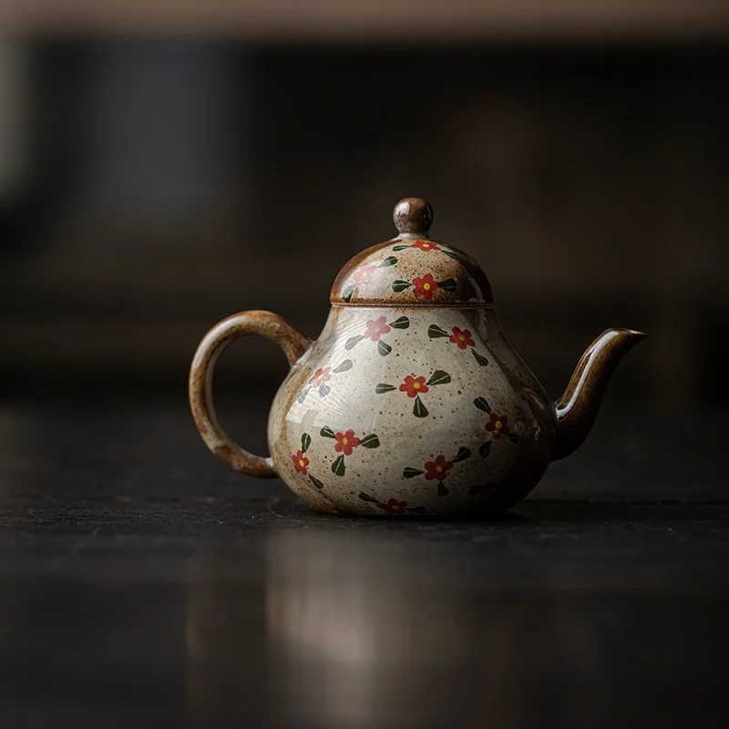 Japanese Imitation Wood Fired Clay Teapot With Strainer Underglaze Hand Painted Kung Fu Tea Household Tea Room Office Holiday