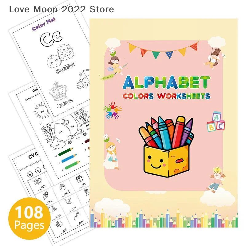 미취학 아동을 위한 ABC 편지 추적 및 색칠 통합 문서 알파벳 유치원 색칠 공부 책 쓰기 연습을 위한 교육 도서