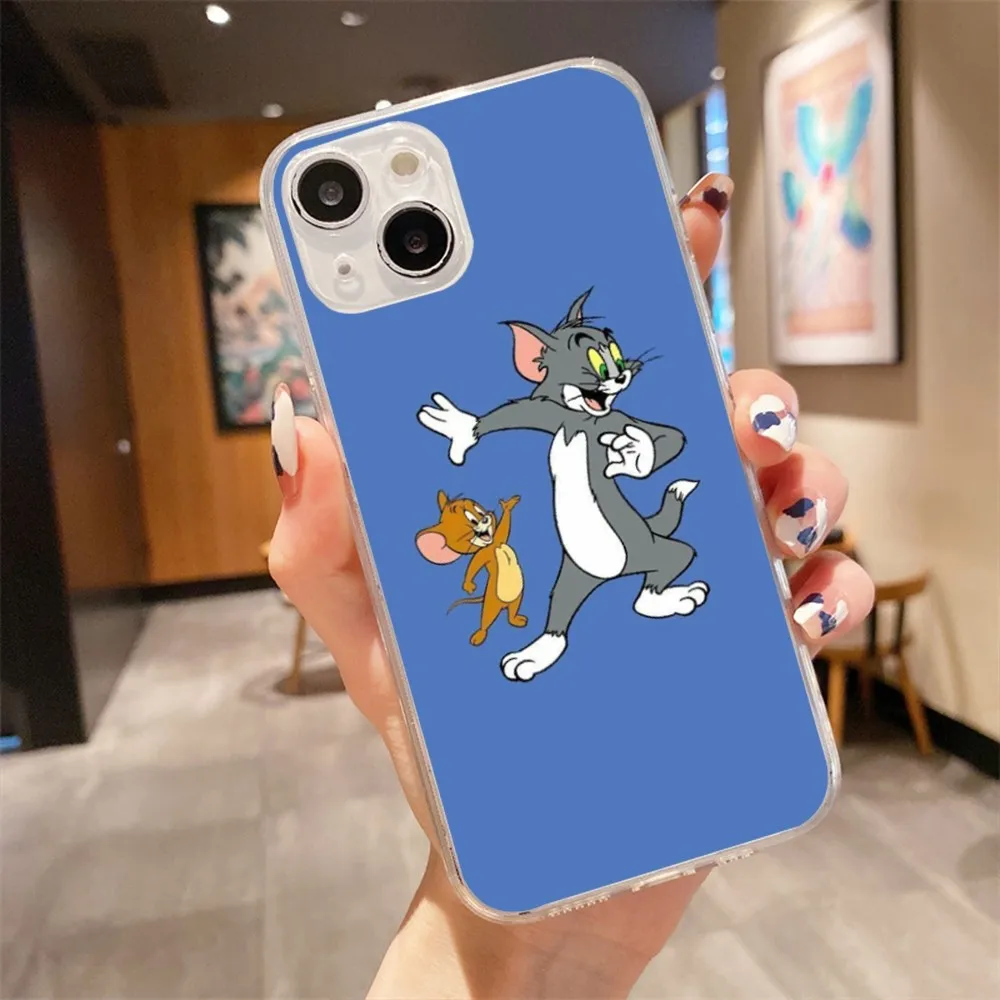 T-Tom And J-Jerry Phone Case For Iphone 15 11 13 14 Pro Max 7 8 Plus X Xr Xs Max Se2020 12mini Transparent Cover