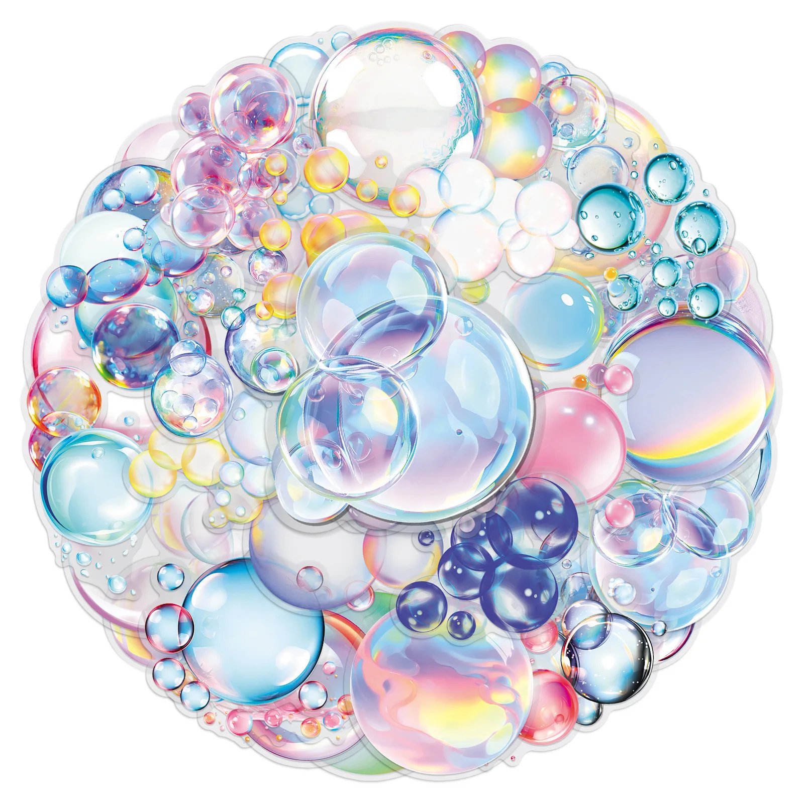 50 Stück Transparente Bubble-Graffiti-Aufkleber-Set Dekorative Selbstklebende Sticker für Koffer, Wasserflaschen, Notizbücher, Skateboards