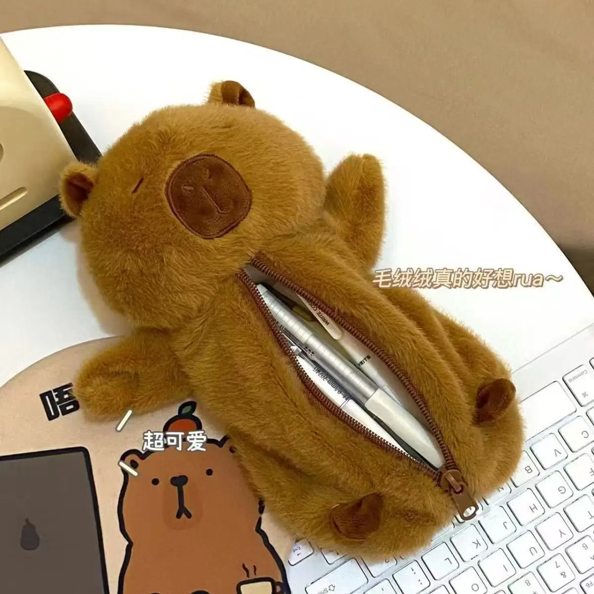 Capibara Plushes Pencil Case Cute Capybara Kids Pen Bag Girls Boys School Stationery Pouch Desktop Storage Package Children Gift