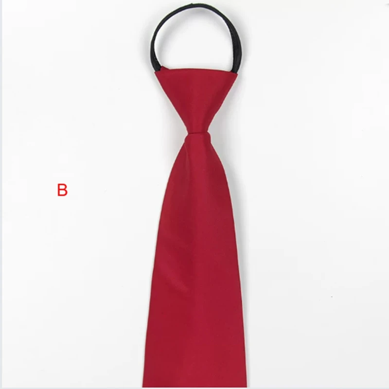 Classic Solid Color Tie 10cm Wide Zipper Tie, Black, Red, Dark Red, Navy Blue, Gray, Men's Banquet Party Necktie