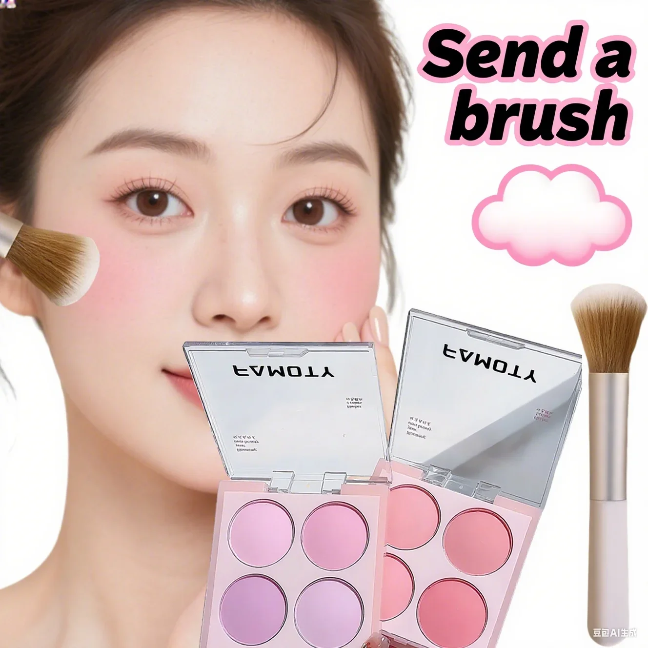 Zoete warme tinten 4-kleuren matte blush set - opbouwbaar wangpoeder voor natuurlijke spoeling, professionele gezichtsmake-up 3 in 1