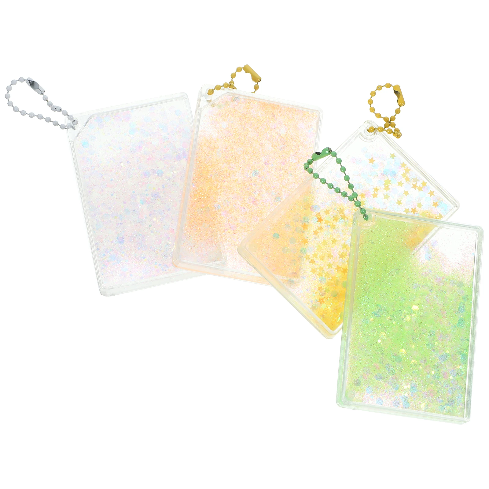 ที่ใส่การ์ดแบบทรายไหล 4 ชิ้น ที่ใส่โฟโต้การ์ดแบบมีกลิตเตอร์ ปกป้องการ์ดขนาดเล็ก ซองใส่การ์ดพกพา สำหรับบัตรประจำตัว บัตรเครดิต บัตรนักเรียน