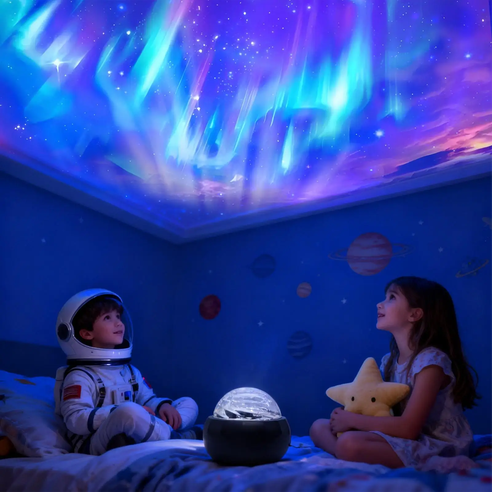Northern Lights Projector Remote Control Rechargeable Ambient Lamp Northern Lights Projector for Bedroom for Teens Boys Teenage