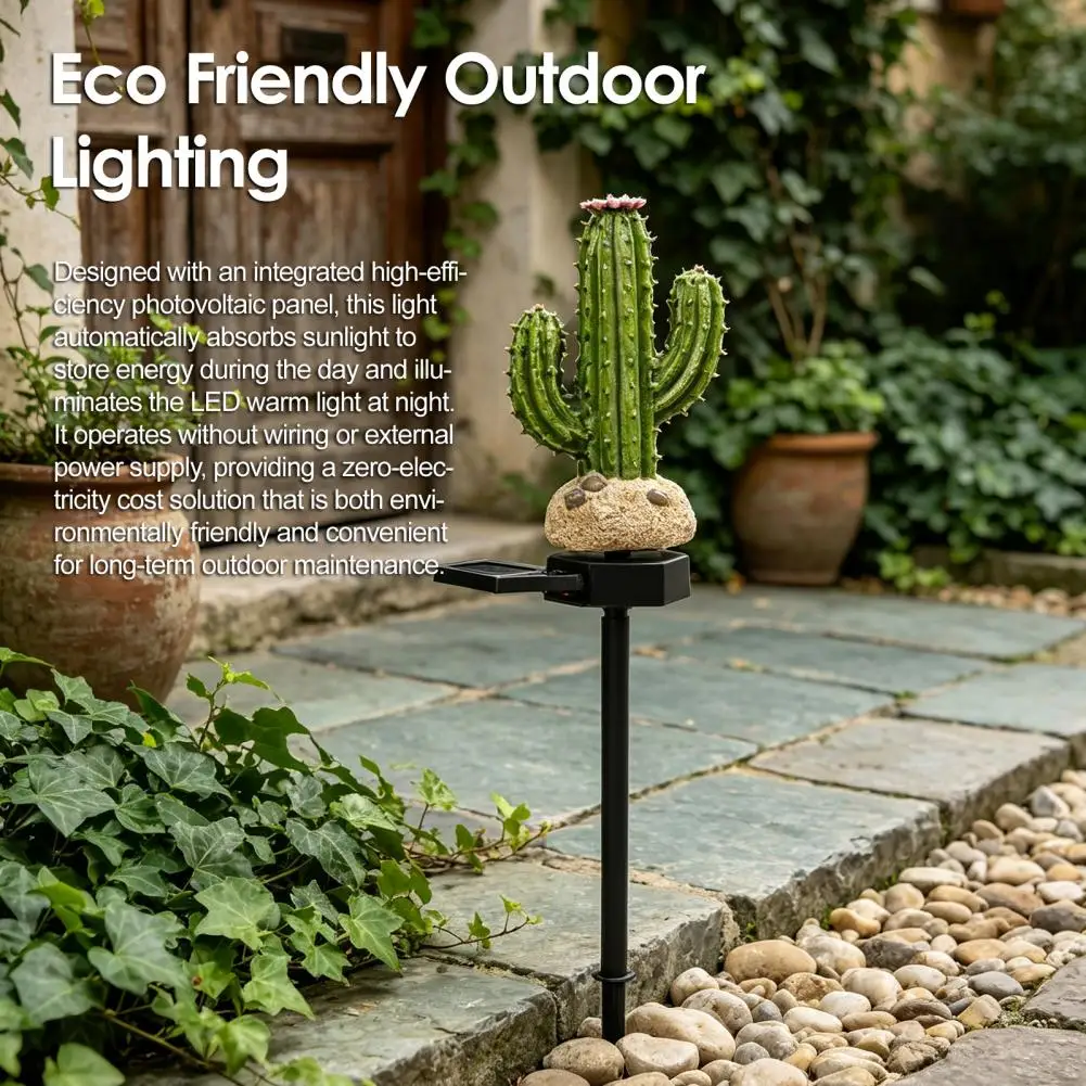 Solar Powered Garden Lights Waterproof Outdoor Cactus Lamps Solar Cactus Garden Light with Stake Waterproof Resin for Walkway