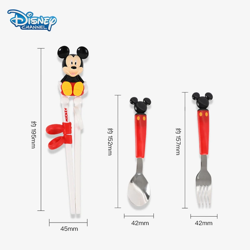 Disney Mickey Minnie Mouse Children's Training Chopstick Baby Learning Practice Chopsticks Baby Auxiliary Spoon Fork Cutlery Set